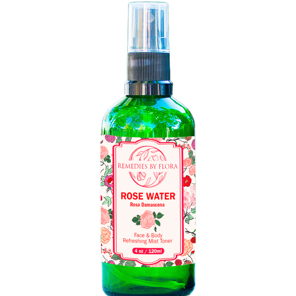 Rose Water (rosa damascena) Blend by Remedies by Flora. All Skin Types. Face, Body and Hair. Alcohol-Free Ultra Hydrating Spray Mist. 100% Natural Anti-Aging Petal Rosewater 4 oz.